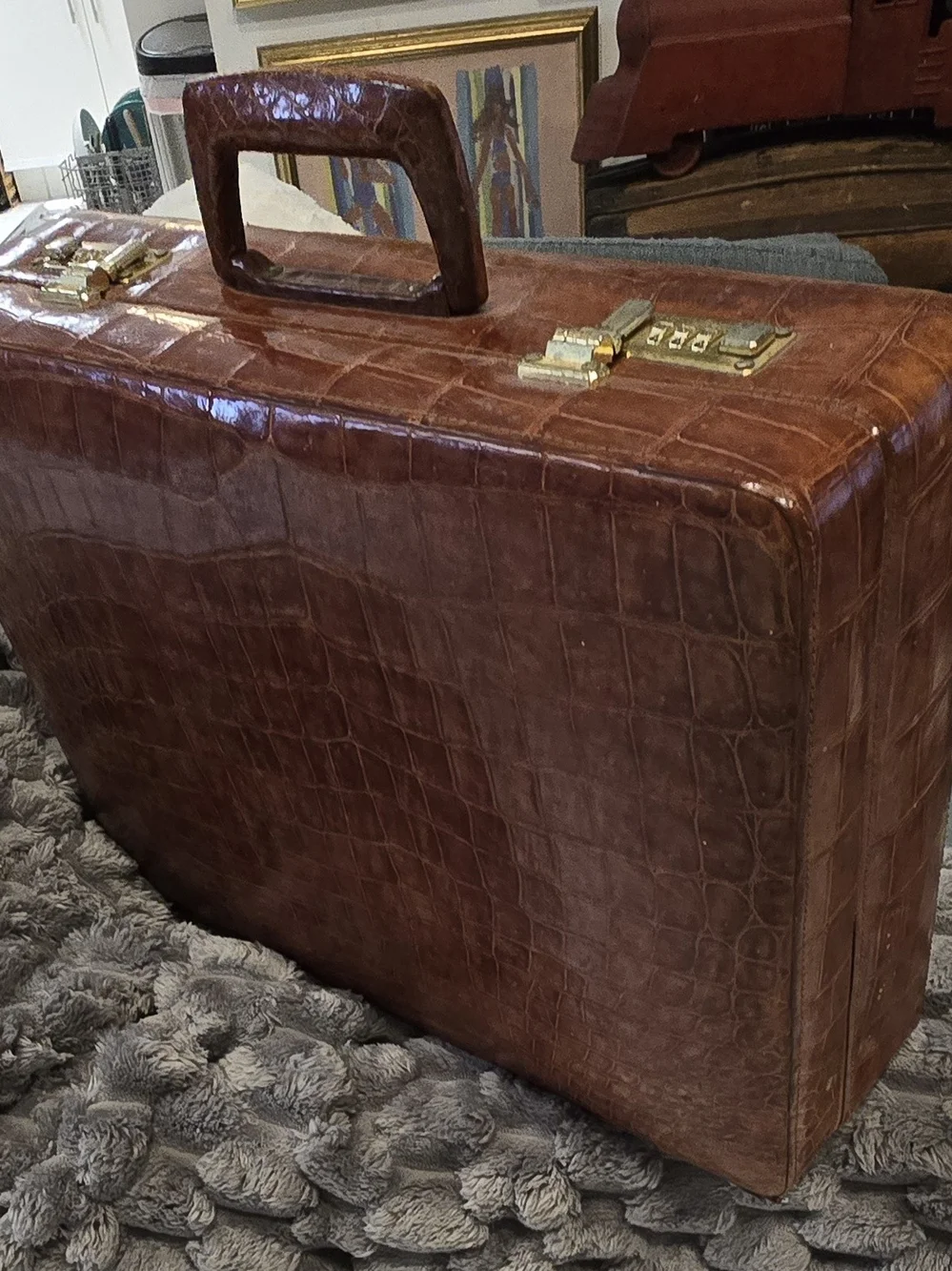 Vintage Custom-Made Genuine Crocodile Attache Case – Handmade Luxury Briefcase